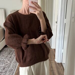 Elegant Brown Crew Neck Sweater